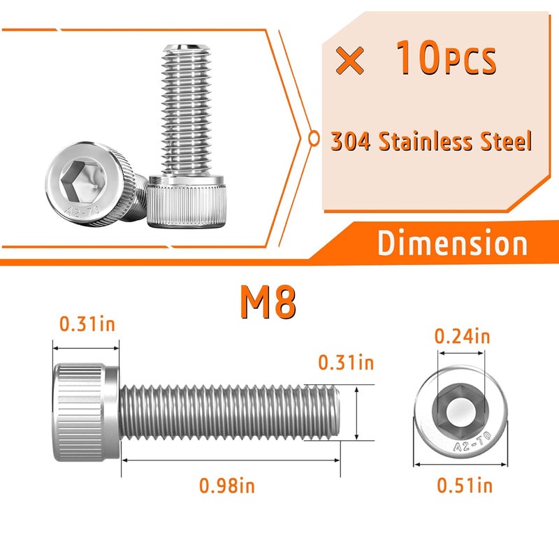 MENAIMPK Rivet Nut Tool,Hand Nuts Riveter Installation Tool Set,Rivet Nuts Tools Kit with a Drill Bit & Rivet Nuts and Flat Head Screw (M8-Rivet Nut Kit) - Image 3